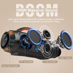 Doss Extreme Boom + Bluetooth k&otilde;lar, 100w stereoheli, rikkalik bass, 20h aku, akupank, Ipx6 veekindel, Rgb valgustus, kaasaskantav muusikakast v&auml;litingimustes, telkimiseks, basseini &auml;&auml;rde, randa, aeda - oranž
