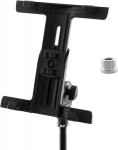 Tiger tahvelarvuti/ipad hoidik mikrofonile/muusikastatiivile reguleeritava klambriga 5/8 kruvitav 3/8 tollise adapteriga, must