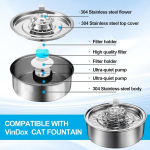 2/4 filtri kassi purskkaevudele, &uuml;hilduvad 2-liitrise roostevabast terasest &uuml;mmarguse lemmikloomade purskkaevuga, kassi purskkaevu tarvikud, lemmikloomade purskkaev (2)