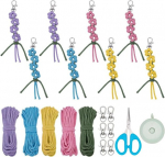 Freebloss komplekt: 8 tk Diy lillede makramee v&otilde;tmehoidjate komplekt, makramee komplekt algajatele, 5 v&auml;rvi makramee v&otilde;tmer&otilde;nga ripats k&auml;ekotile, auto v&otilde;tmetele, makramee k&auml;sit&ouml;&ouml;komplektid koos video&otilde;petusega