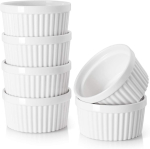 Dowan creme brulee kausid, suflee vormid, ahjukindlad, kuumakindlad vormid, keraamilised ramekinid raguu jaoks, maitsvad maitseained, muffinid, panna cotta, 120 ml, valged