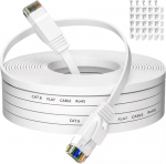 Lan-kaabel, 25 meetrit, lame, cat 6 v&otilde;rgukaabel, 25 m, kiire valge etherneti kaabel, valge rj45 kaabel, &otilde;huke internetikaabel, 1 gbit/s patch-kaabel, gigabitine lan-kaabli pikendus ruuterile, modemile