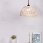 Ligkin rippvalgusti rotangist vintage E27 l&uuml;hter retro rippvalgusti boho lambivari metallpuur ja rotangist ripplamp elutuppa magamistuppa k&ouml;&ouml;ki l&auml;bim&otilde;&otilde;t 28 cm