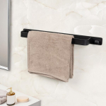 R&auml;tikuhoidja ilma puurimiseta 48 cm matt must - isekleepuv seinakinnitusega r&auml;tikuhoidja - vannitoar&auml;tikute hoidja vannituppa