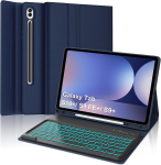 Occtingkind, klaviatuuriga &uuml;mbris 12.4-tollisele samsung galaxy tab s10 plus/s9 plus/s9 fe plus tahvelarvutile, magnetiline eemaldatav klaviatuur, qwertz, taustvalgustus (tumesinine)