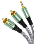 Rawaux rca kaabel 3 m, jack to rca kaabel rca subwooferi kaabli adapter 3.5 mm jack kuni 2 x rca male stereo helikaabel telerile, nutitelefonile, mp3-m&auml;ngijale, kodukinole, v&otilde;imendile, soundbarile