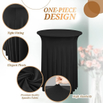 Showgeous 2 pakki &uuml;mmargused kokteililaual linad seelikuga, 80 x 110 cm, mustad spandexist venivad kokteililaual linad laineliste kardinatega, &uuml;mber k&otilde;rged laualinad pidudeks