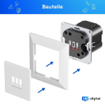 Hb-digital seinakontakt 2 x usb-a 1 x usb-c pordid 15,5 w sisseehitatud pistikupesa pikendusjuhe energiat&otilde;husus 82,8 % laadija usb pistikupesa adapter paigalduss&uuml;gavus 32 mm siseruumides kasutamiseks
