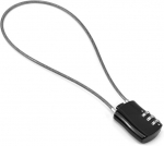 Qwork&reg; kaablilukk, 3-kohaline rippluku kombinatsioonlukk 41 cm trossiga, sobib pagasilukuks, suusalukuks, kiivrilukuks, must