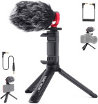 K&f Concept suundmikrofon, Cm600 videomikro kaamera/nutitelefoni mikrofon koos lauajalaga, 3.5mic liides mobiiltelefonile, k&otilde;ikidele kaameratele