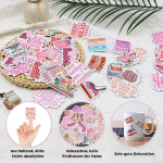 Zynery 150-osaline roosa raamatuteemaliste kleebiste komplekt, raamatukleebised Kindle'ile, s&uuml;learvutitele, raamatutele, pudelitele, scrapbook'idele, arvutitele, raamatus&otilde;prade kleebised