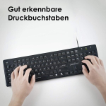 Perixx Periboard-317, juhtmega klaviatuur valge Led taustavalgustusega, suured t&auml;hed, t&auml;isformaat, saksa Qwertz paigutus