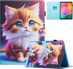 Tedtikjt &uuml;mbris samsung galaxy tab s5e 10.5 tolli sm-t720 / t725 2019 tahvelarvutile, pu nahast klapp&uuml;mbris magnetilise kaardipesa, mitme nurga aluse ja tahvelarvuti kaitse&uuml;mbrisega, kollane kass