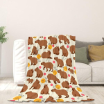 Juvanovo Capybara tekk, 100 x 130 cm Capybara pehme tekk, Capybara flanelltekk, Capybara &otilde;rn tekk, Capybara diivanitekk, Capybara voodipesu, Capybara f&auml;nnikaup lastele ja t&auml;iskasvanutele (b)