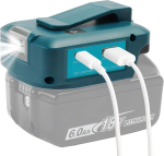 Quperr adp05 toiteallika akuadapter t&ouml;&ouml;valgusti muundur makita 14.4v ja 18v akudele koos paari usb-telefoni laadija liidesega, juhtmeta alalisvoolu pordi taskulambiga (ainult adapter)