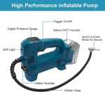 Quperr akukompressor makita 18 v akule, 10,34 bar elektriline aku &otilde;hukompressor / aku &otilde;hupump / rehvipump / juhtmevaba &otilde;hupump / autopump / jalgrattapump, led lamp (aku ei kuulu komplekti)