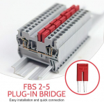 Fbs 2-5 phoenix contact jumper fbs 2-5 jaoks, pt2.5 din-liistu klemmidele, plokk-liitmik, kontakt-jumper fbs 2-5, &uuml;hildub kaablitega 2,5 mm&sup2; kuni 5 mm&sup2;, pakis 25 tk.