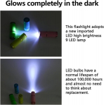 Tulov 8 Led taskulambi komplekt, laste komplekt, k&otilde;rge heledus, 9 Led tuld, mini taskulamp, laste taskulamp 24 patareiga s&uuml;nnip&auml;evadeks, telkimiseks, &otilde;ues, matkamiseks (kollane, roosa, roheline, nlau)