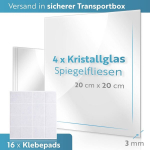 W-mtools peegelplaadid, isekleepuvad, 20 x 20 cm, 4 tk, dekoratiivsed seinaplaadid, liimitav peegel &ndash; dekoratiivne peegel k&ouml;&ouml;ki, vannituppa, elutuppa, kappidele, seinaplaat