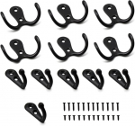 Wjuan 12 musta konksu pakend, 6 &uuml;hekordset mantlikonksu ja 6 topeltkonksu 24 kruviga, tsingisulamist mustad konksud kruvimiseks vannituppa, k&ouml;&ouml;ki, kontorisse
