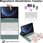 Klaviatuur samsung galaxy tab s9fe/s10fe 10.9 tolli tahvelarvutitele, galaxy tab s9/s10fe 2025 &uuml;mbris-klaviatuur dark green touchpad puuteplaadiga, magnetiline eemaldatav qwerty klaviatuur samsung s10fe/s9fe/s9 10.9 tolli 2025, dark green