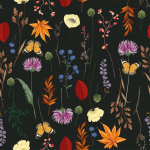 Veelike tapeet lilled must s&uuml;gis liblikas lilleline tapeet vintage tapeet lehed boho tume botaaniline tapeet 44,5 cm x 300 cm isekleepuv tapeet lilled fototapeet magamistuba