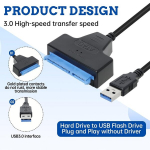 Sata-usb andmekaabli adapter usb 3.0-lt k&otilde;vaketta andmekaabel sata-usb adapterile sata usb, toetab windowsi, mac os-i ja linuxi operatsioonis&uuml;steeme