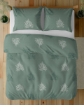 Puuvillane voodipesu 220x200cm lehed rohelisel taustal
