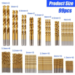 99 osaline spiraalpuuride komplekt, meetrilised puurid 1,5&ndash;10 mm metalli, puidu ja plasti puurimiseks (99)