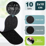 Blendura velcro teip, isekleepuv, eriti tugev, 10 tk pakis, 30 mm x 100 mm, kahepoolne velcro teip, must, seintele, ustele, plastikutele, p&otilde;randatele, klaasidele, metallidele