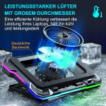 S&uuml;learvuti jahutusalus v&otilde;imsa turboventilaatoriga Rgb m&auml;ngus&uuml;learvuti jahuti Moojay s&uuml;learvuti ventilaatori jahutusstend 8 k&otilde;rguse reguleerimise ja mobiiltelefoni alusega 14&ndash;19-tollisele s&uuml;learvutile &ndash; j&auml;&auml;sinine Led-valgusti