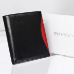 Naturaalnahast rahakott meestele Rovicky, must