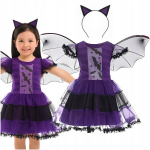 Nahkhiir kost&uuml;&uuml;m Tulle kleit Tiivad peapael Halloween karneval komplekt