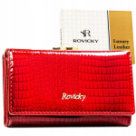 Naturaalsest nahast naiste rahakott Rovicky, punane