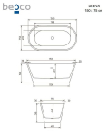 Vann Besco Deeva Glam Graphite, 150 x 75 cm, gun metal korgiga