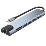 USB-C jaotur 8-&uuml;hes adapter 2 HDMI 4K, Etherneti, SD/TF, PD 100W-ga