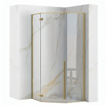 Du&scaron;ikabiin Rea Diamond, Brushed Gold, valge alusega, 90x90 cm