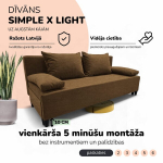 Kahe kohaline lahtik&auml;iv diivan Simple X Light ilma k&auml;etugedeta, Podrez, pruun