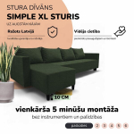 Klassikaline suur nurgadiivan Simple XL Sturis T&uuml;rkiissinine