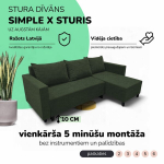 Nurgadiivan lahtik&auml;iv kastiga Simple X Sturis, Podrez, t&uuml;rkiis-roheline