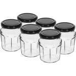 6 x 230ml musta kaanega purki hoidiste jaoks