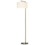 P&otilde;randalamp E27 sokliga, metall ja lina, kuldne/valge, 47&times;37&times;153 cm, 1 tk