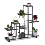 Ratastel lillealus 9 riiuliga 91,5x93x26cm, must