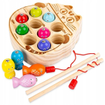 Magnetiline puidust Montessori m&auml;ng "P&uuml;&uuml;a uss kinni", Magnetinis medinis Montessori žaidimas &bdquo;Pagauk kirminą&ldquo;