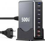 USB-C laadija, 500W, 8-in-1, GaN III, 2 PD100W/4 PD65W