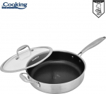 Roostevabast terasest s&uuml;gav pann klaasist kaanega, 3 kihiline, 28 x 7,5 CM, 4,2 L, TITANIUM3, HR-MRK-28C, COOKING BY HEINNER