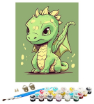 Numbrite j&auml;rgi maalimine &ndash; pilt, v&auml;rvid, pintslid, komplekt - Dragon, 40&times;50 cm