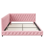 Polsterdatud diivanvoodi LED ja USB-ga, roosa, 140&times;200 cm