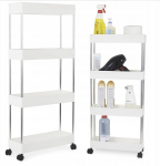 Kompaktne vannitoa riiul ratastega 4TIER, valge