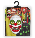 "HIRMUTAV KLOUN" (kapuutsiga mantel, krae, pilgutavate silmadega mask ja 3 kurja klounih&auml;&auml;lt)